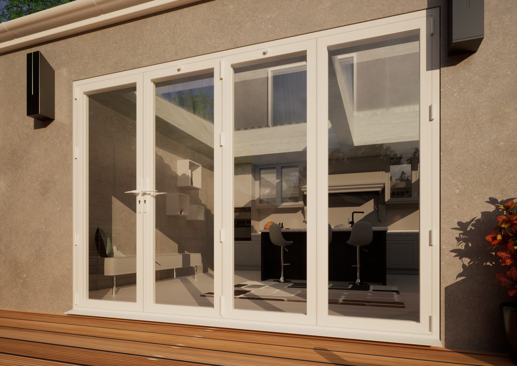 Aluminium Bifold Door - 3000mm White - 1 Left 3 Right